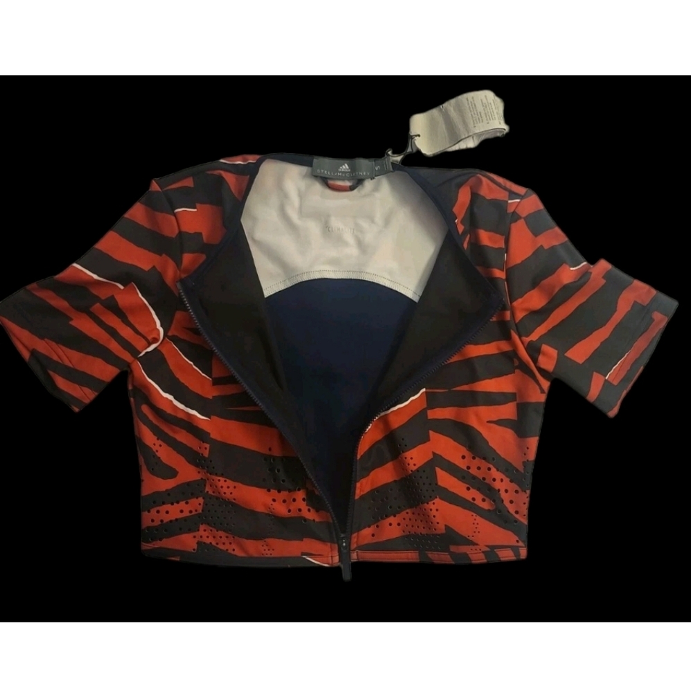 Adidas by Stella McCartney‎ Zebra Print Front Zip CLIMALITE Active-Wear Top Sz S - Picture 3 of 9